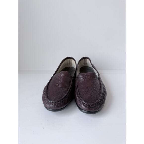 SAS Genuine Handsewn Leather Loafers Burgundy Penny Slip On Shoes Size 12 W - Picture 3 of 10